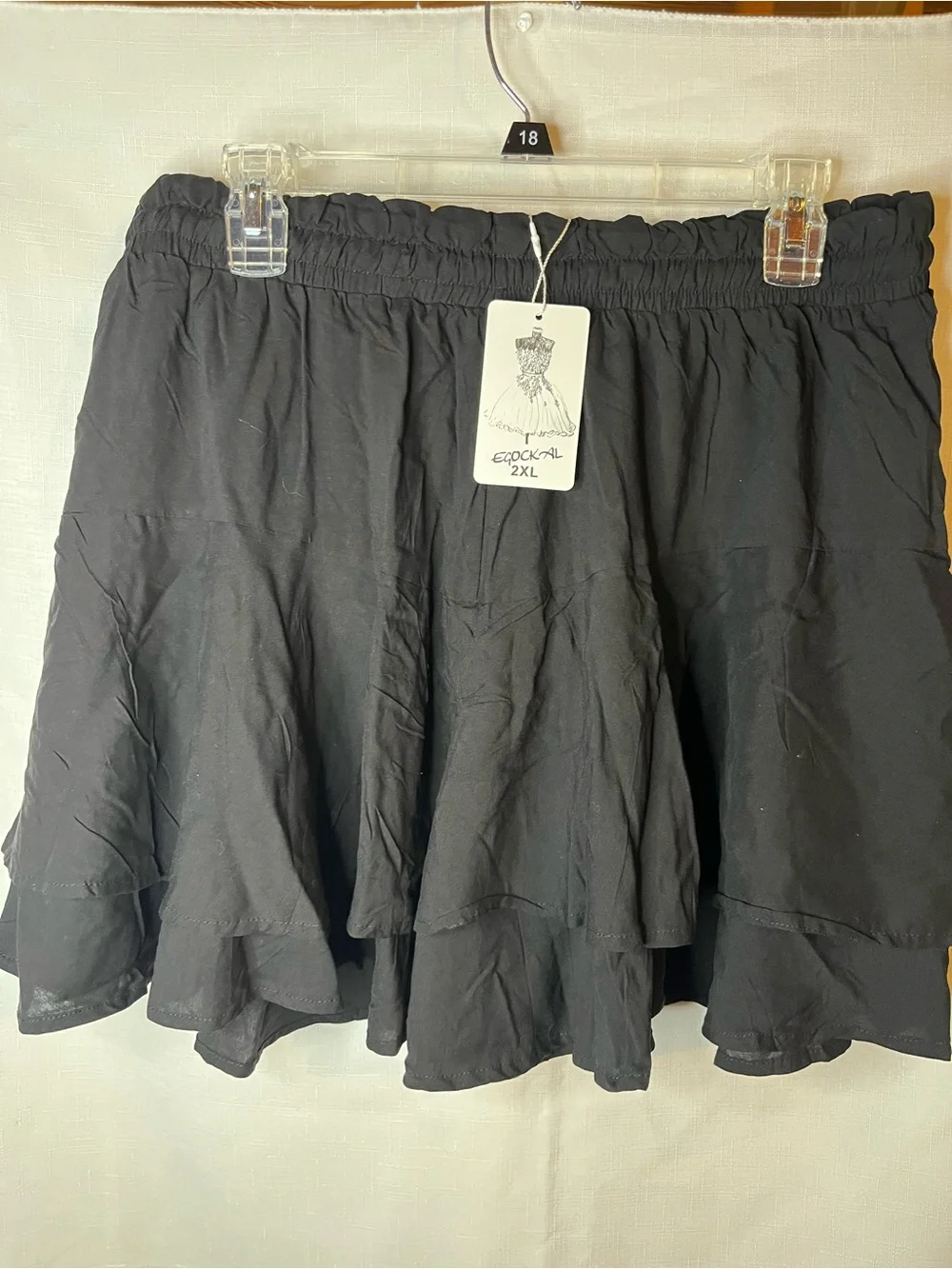 Women's Black Layered Circle Skirt with Elastic Waist